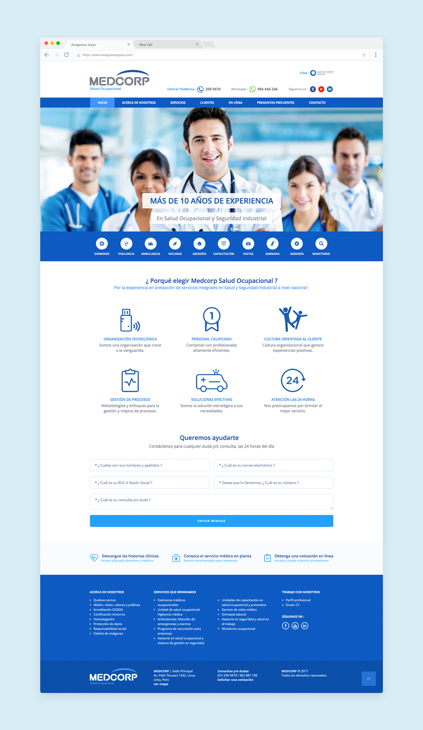 Diseño web de Medcorp Salud Ocupacional